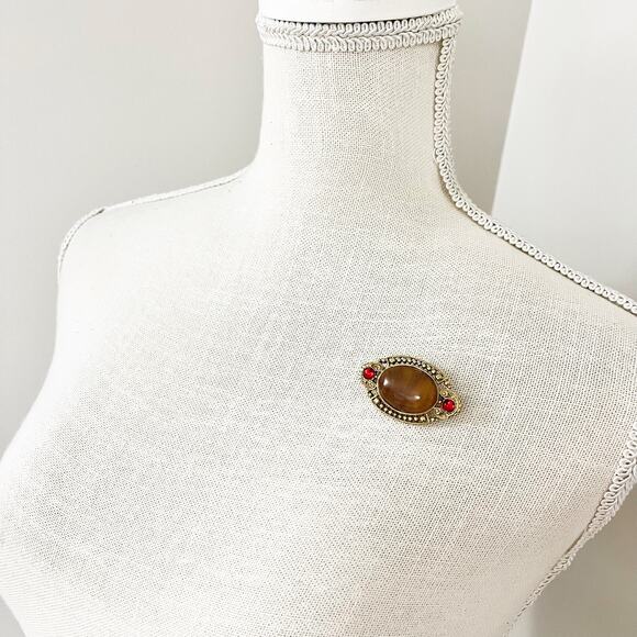 1928 Vintage 90's Cabochon Brooch - Picture 2 of 4